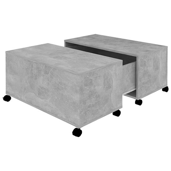 Katashi Wooden Coffee Table With Castors In Concrete Effect