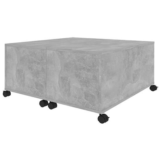 Katashi Wooden Coffee Table With Castors In Concrete Effect