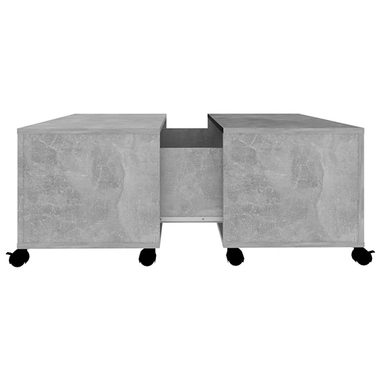 Katashi Wooden Coffee Table With Castors In Concrete Effect