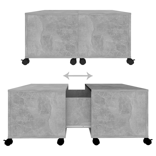Katashi Wooden Coffee Table With Castors In Concrete Effect