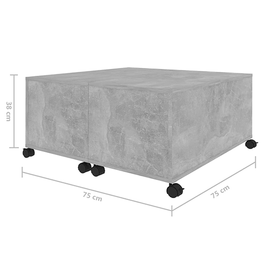 Katashi Wooden Coffee Table With Castors In Concrete Effect