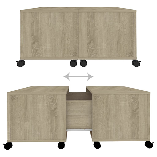 Katashi Wooden Coffee Table With Castors In Sonoma Oak