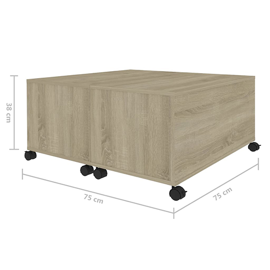 Katashi Wooden Coffee Table With Castors In Sonoma Oak