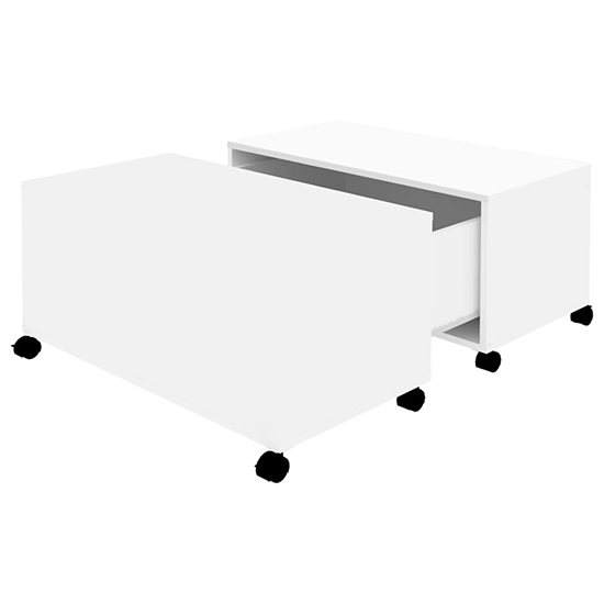 Katashi Wooden Coffee Table With Castors In White