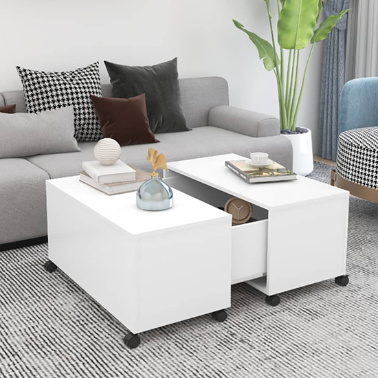 Read more about Katashi wooden coffee table with castors in white