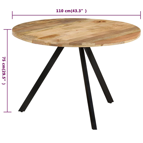 Katet Round Solid Mango Wood Dining Table In Natural