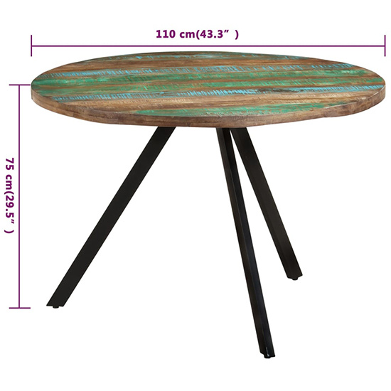 Katet Round Solid Reclaimed Wood Dining Table In Multi-Colour
