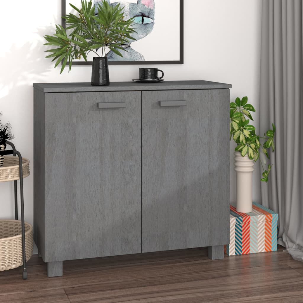 Photo of Kathy solid pinewood sideboard with 2 doors in dark grey