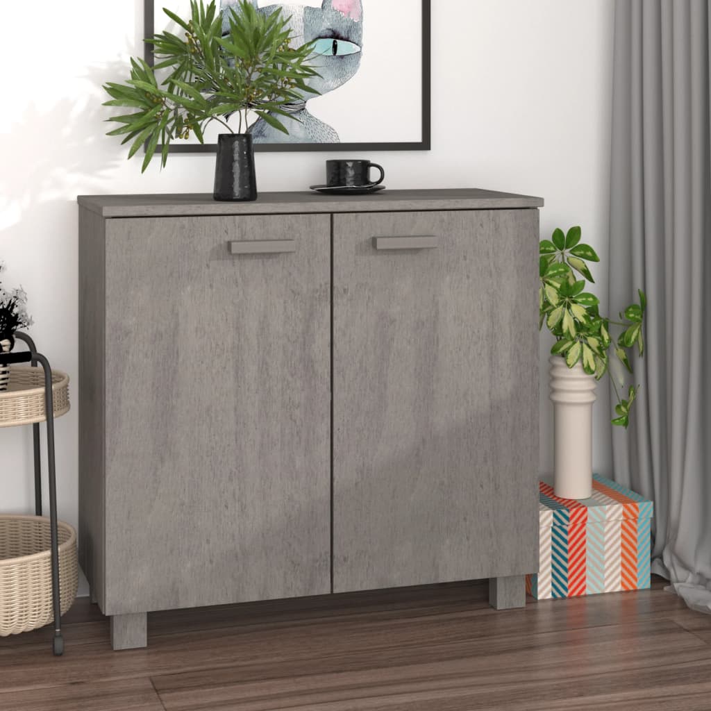 Kathy Solid Pinewood Sideboard With 2 Doors In Light Grey_1