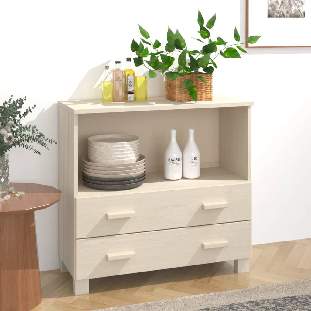 Product photograph of Kathy Solid Pinewood Sideboard With 2 Drawers In Honey Brown from Furniture in Fashion