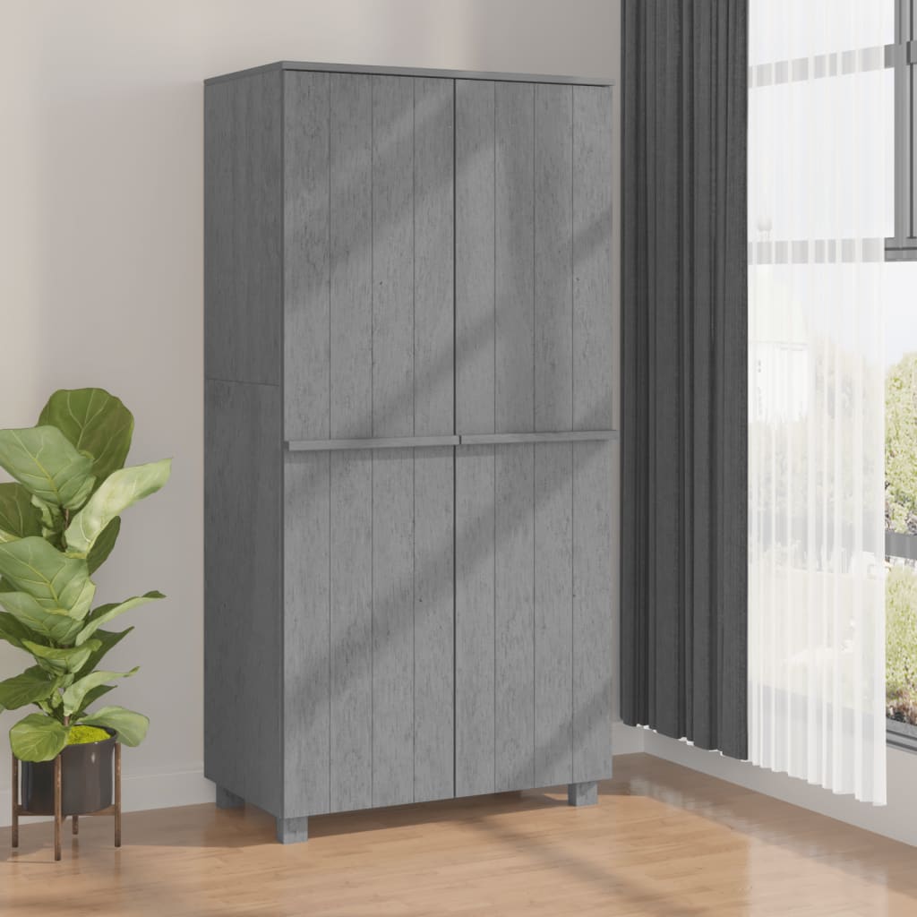 Product photograph of Kathy Solid Pinewood Wardrobe With 2 Doors In Dark Grey from Furniture in Fashion