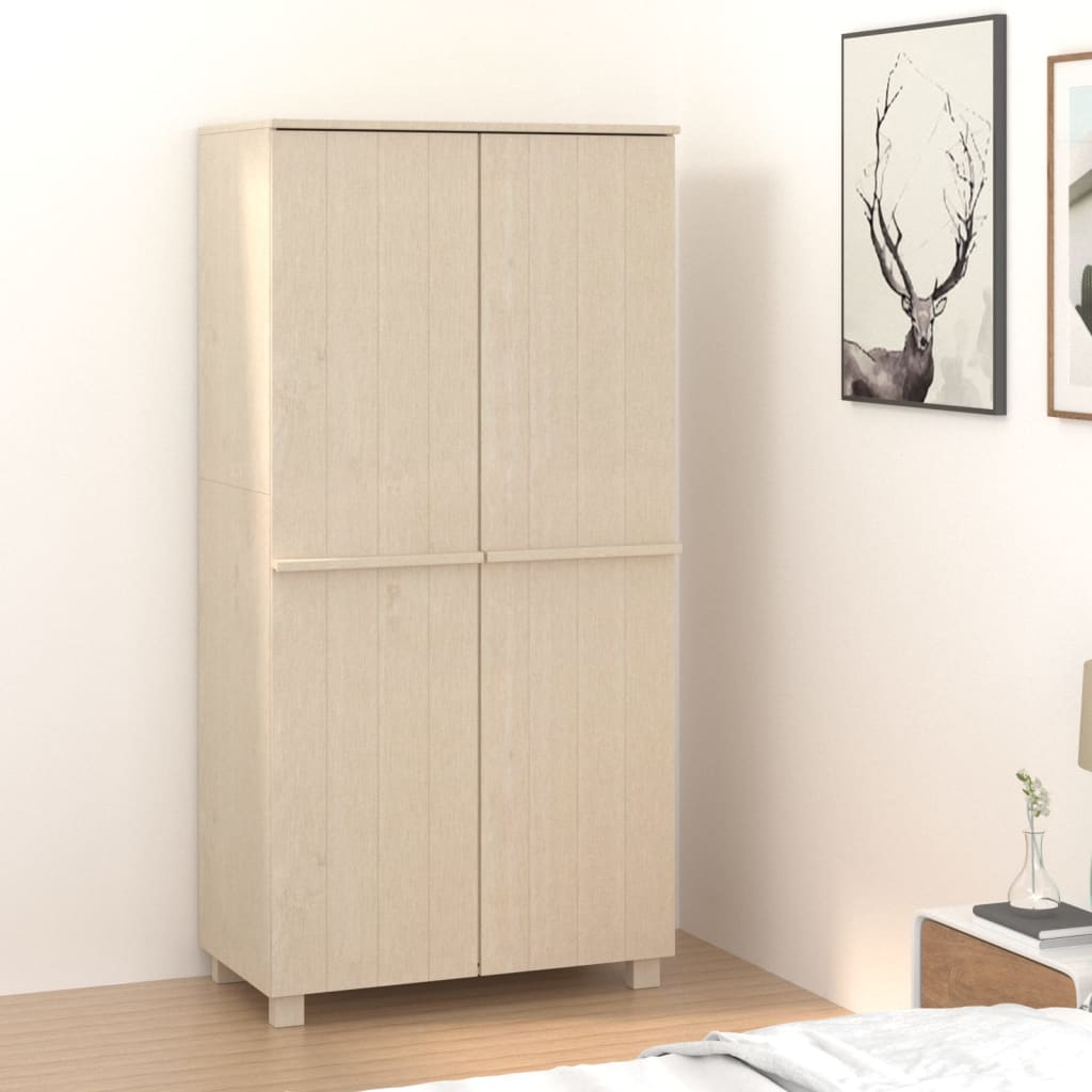 Product photograph of Kathy Solid Pinewood Wardrobe With 2 Doors In Honey Brown from Furniture in Fashion