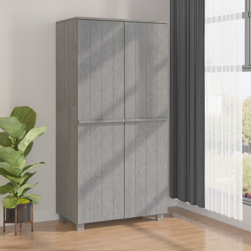 Product photograph of Kathy Solid Pinewood Wardrobe With 2 Doors In Light Grey from Furniture in Fashion