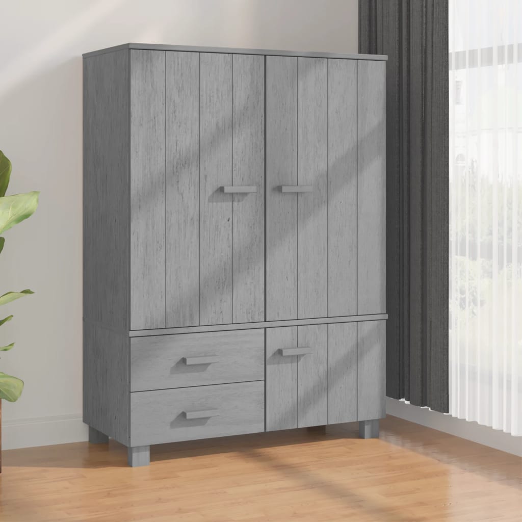 Read more about Kathy solid pinewood wardrobe with 3 doors in dark grey