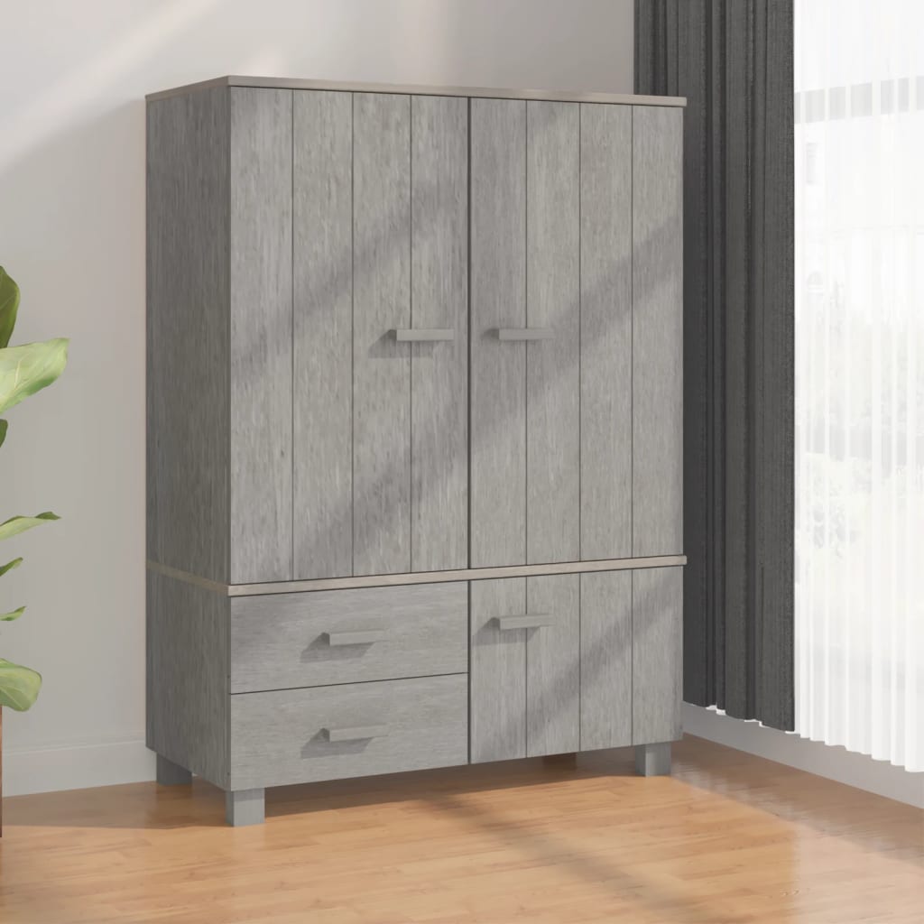 Product photograph of Kathy Solid Pinewood Wardrobe With 3 Doors In Light Grey from Furniture in Fashion