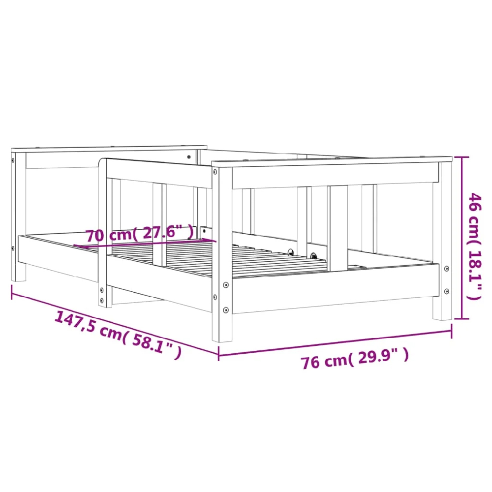 Katonah 70x140cm Wooden Children Bed In White