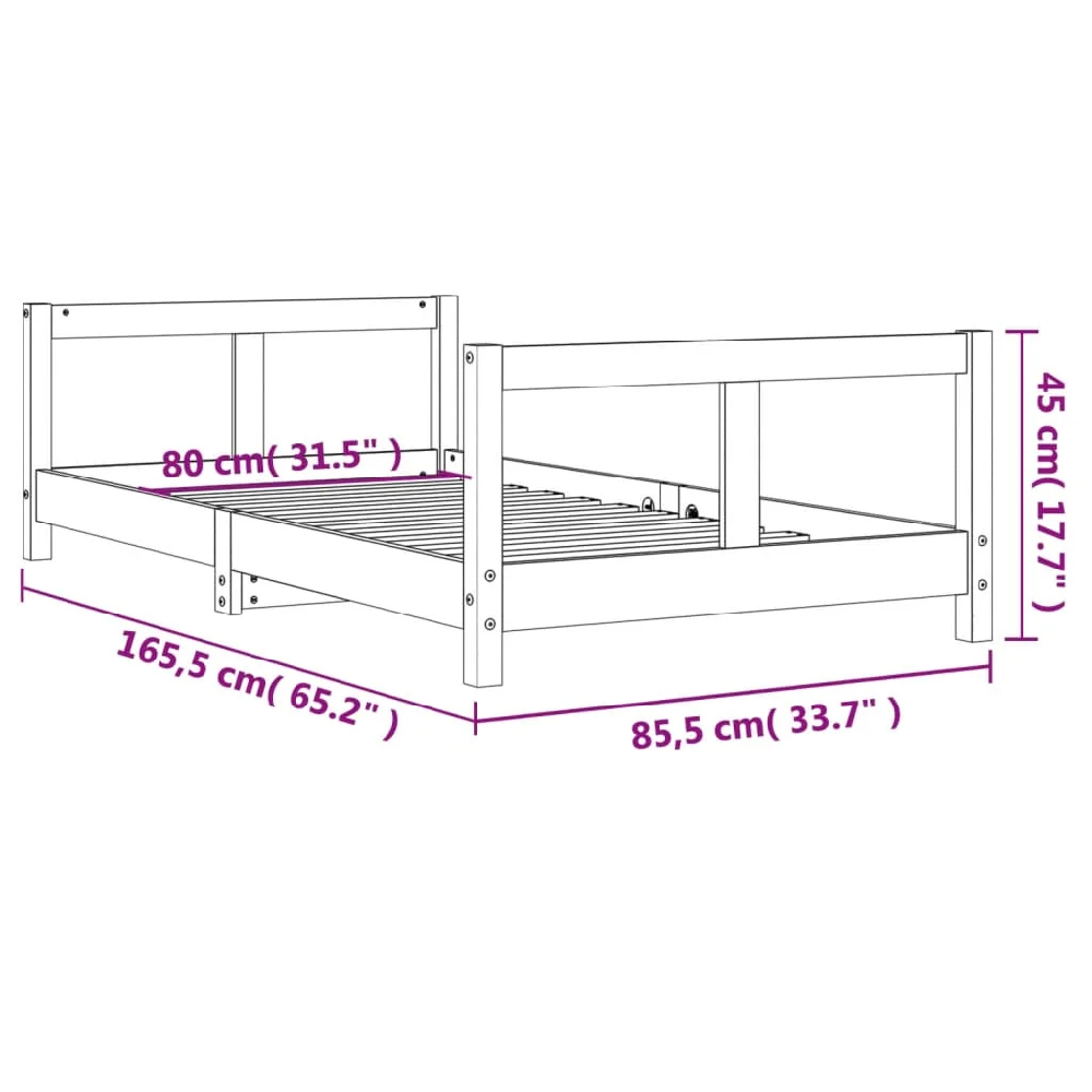 Katonah 80x160cm Wooden Children Bed In White