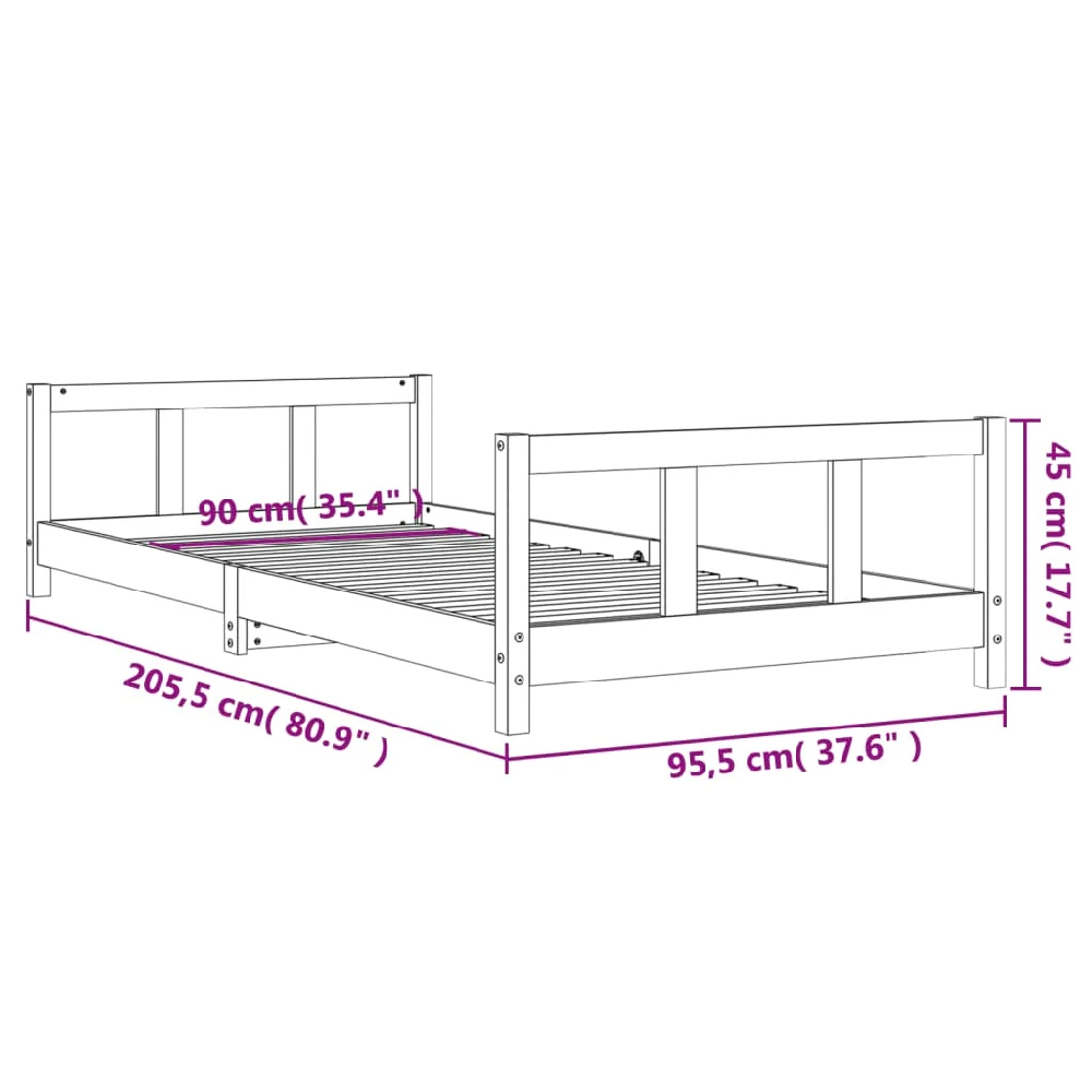 Katonah 90x200cm Wooden Children Bed In White