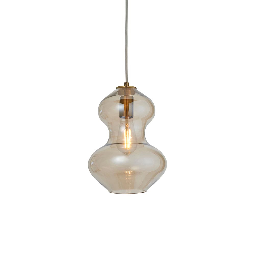 Katonah Lustre Glass Pendant Light In Champagne And Satin Brass