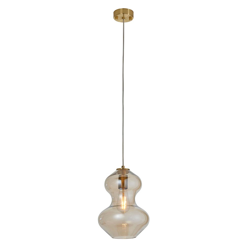 Katonah Lustre Glass Pendant Light In Champagne And Satin Brass