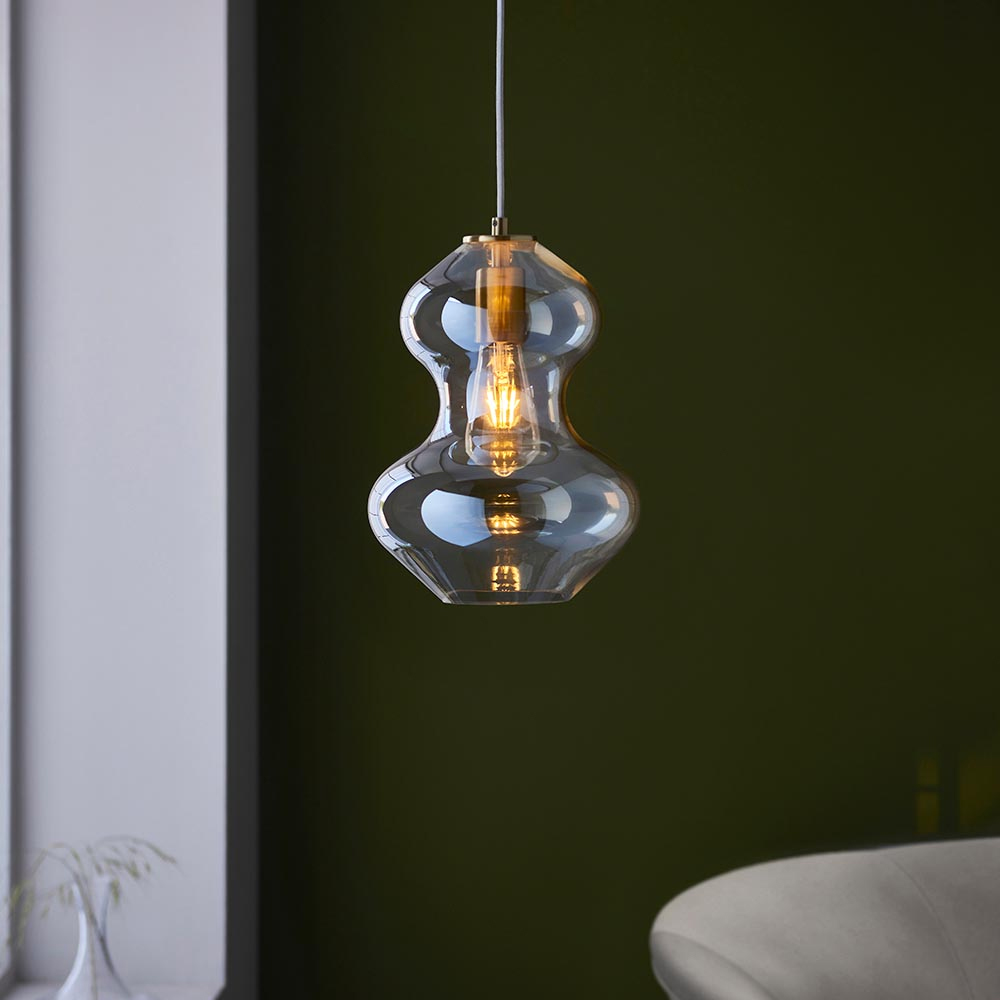 Read more about Katonah lustre glass pendant light in champagne and satin brass