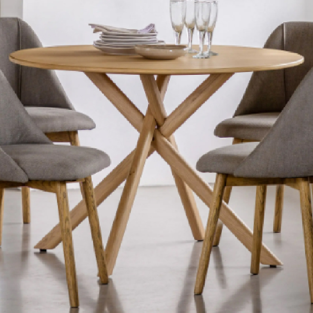 Katonah Wooden Round Dining Table In Natural