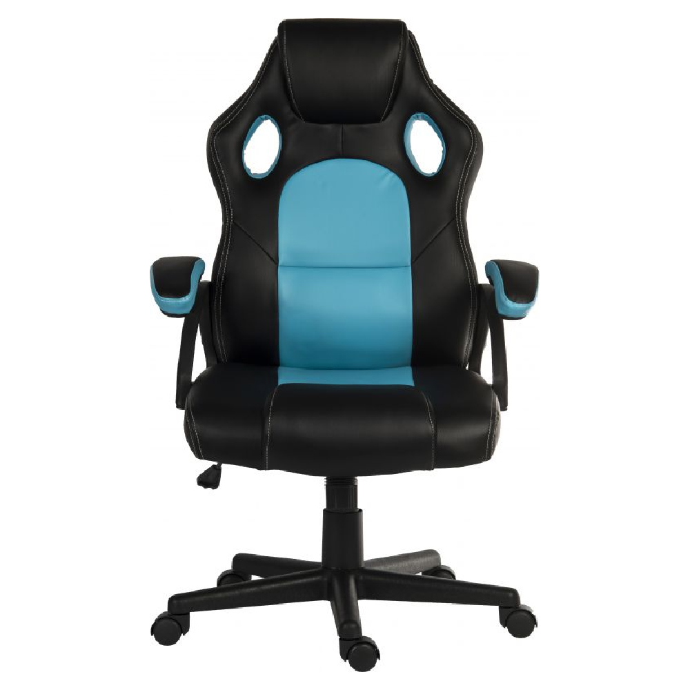 Katy Leather Home And Office Chair In Black and Blue