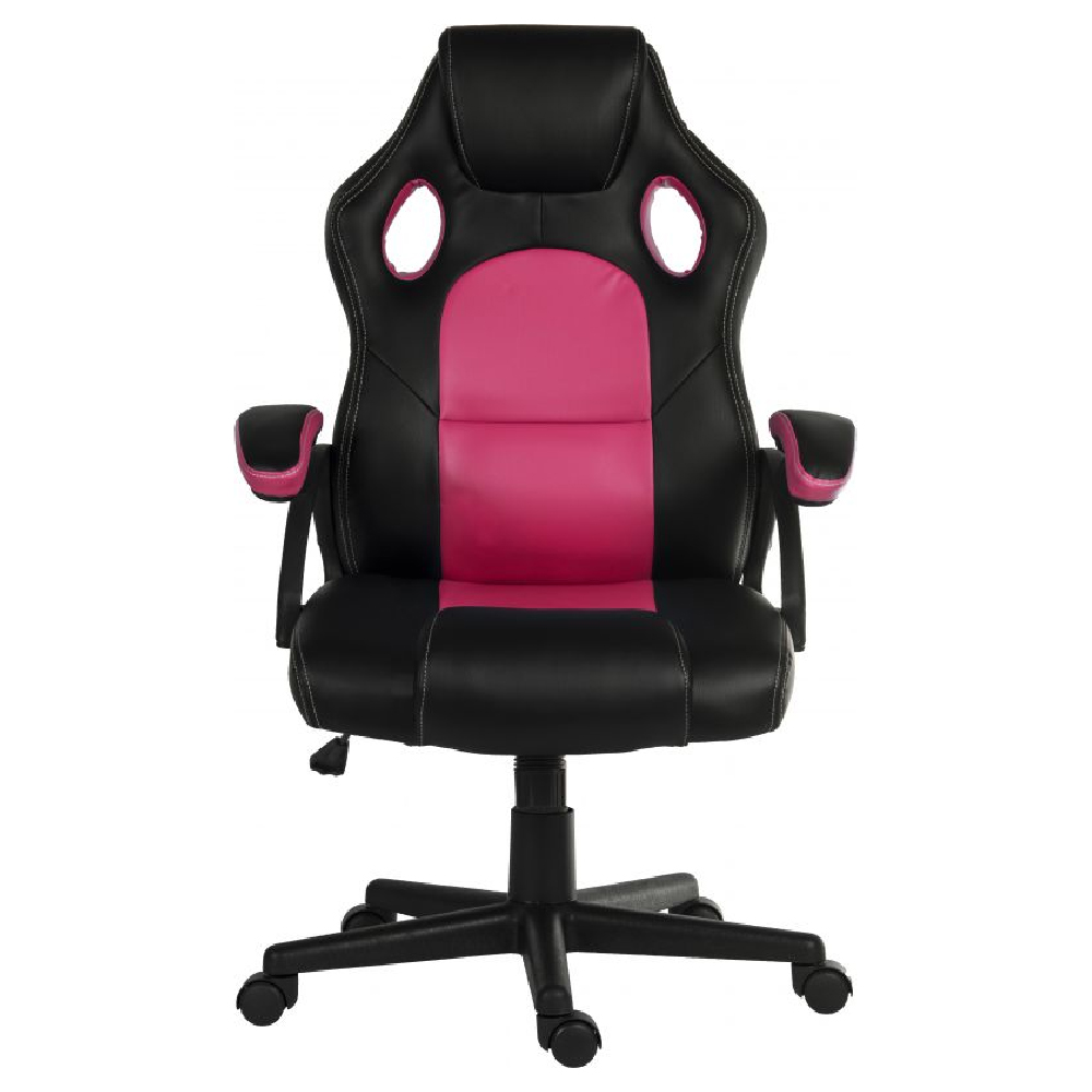 Katy Leather Home And Office Chair In Black and Pink