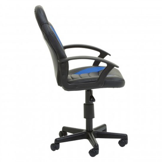 Katy Faux Leather Gaming Chair In Black And Blue_3