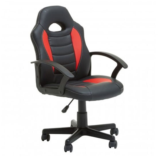 Katy Faux Leather Gaming Chair In Black And Red_1