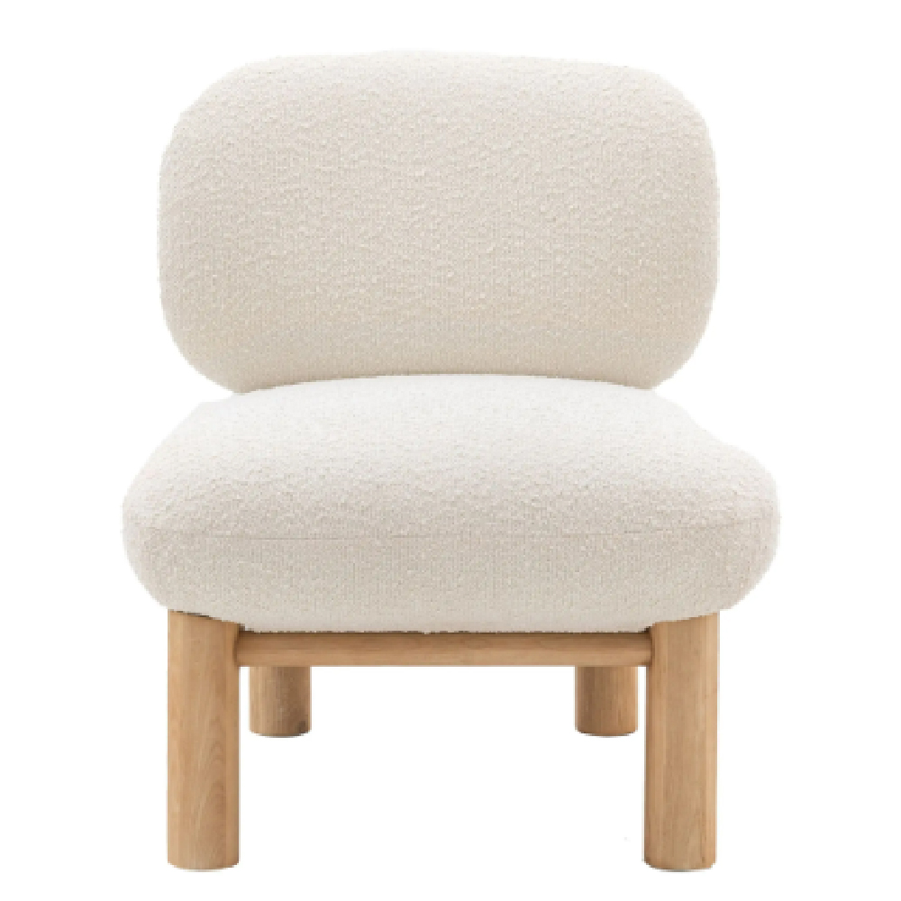 Kaunas Fabric Lounge Chair With Wooden Frame In Vanilla