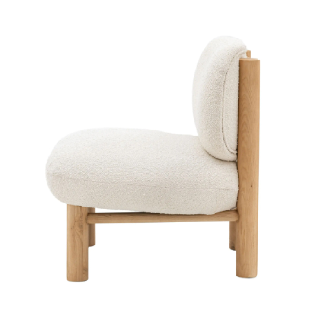Kaunas Fabric Lounge Chair With Wooden Frame In Vanilla