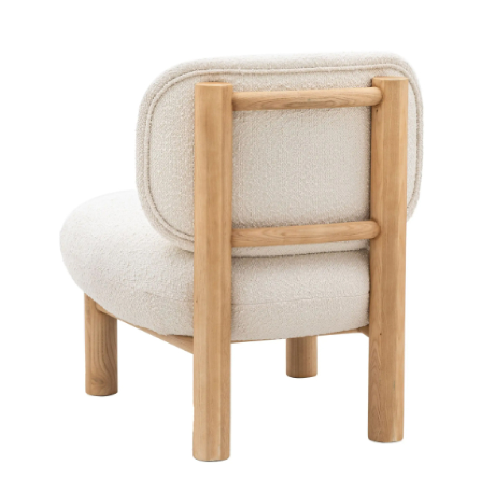 Kaunas Fabric Lounge Chair With Wooden Frame In Vanilla