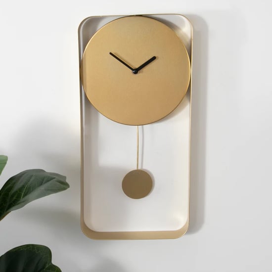 Product photograph of Kaunas Rectangular Metal Wall Clock In Gold from Furniture in Fashion