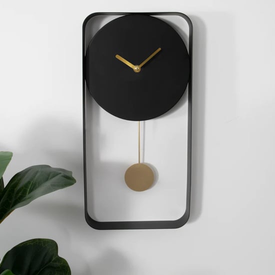 Kaunas Rectangular Metal Wall Clock In Matte Black