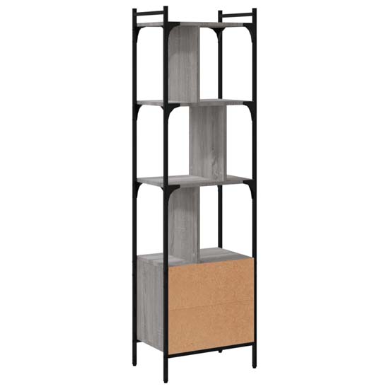 Kavala Wooden Bookcase With 3 Shelves 1 Door In Grey Sonoma Oak
