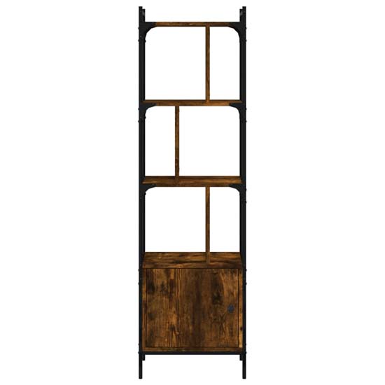 Kavala Wooden Bookcase With 3 Shelves 1 Door In Smoked Oak