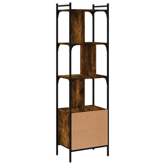 Kavala Wooden Bookcase With 3 Shelves 1 Door In Smoked Oak