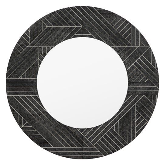 Product photograph of Kavala Wall Mirror Round In Black Wooden Frame from Furniture in Fashion