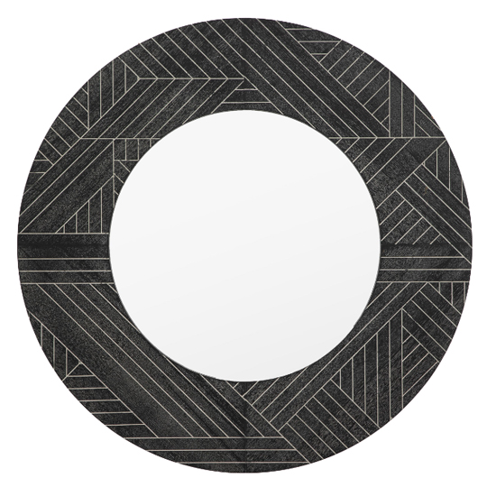 Read more about Kavala wall mirror round in black wooden frame
