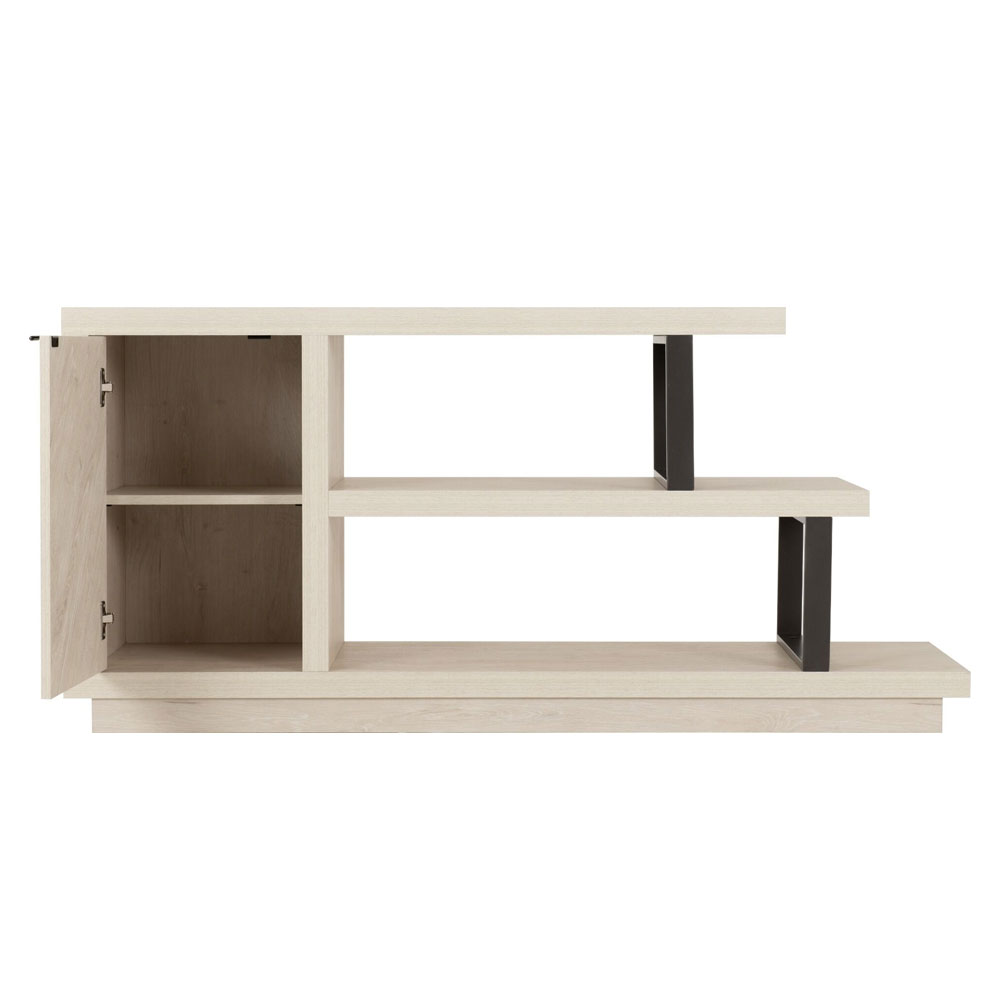Kaviole Woodne TV Stand with 1 Door in Light Oak and Black