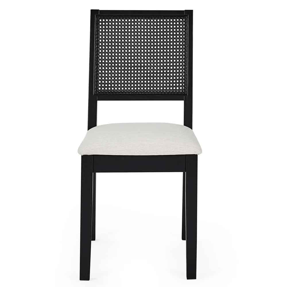 Kavioxa Black Oak Wooden Dining Chair with Fabric Seat in Pair