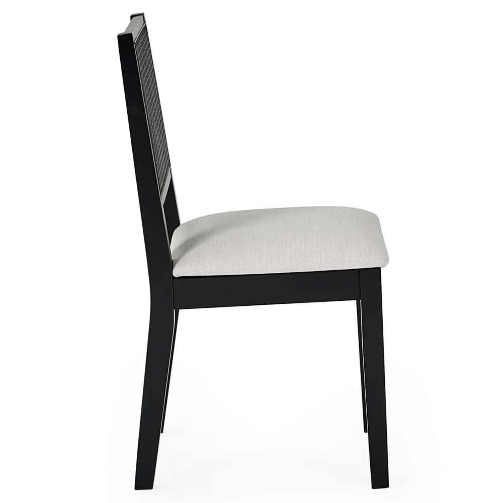 Kavioxa Black Oak Wooden Dining Chair with Fabric Seat in Pair