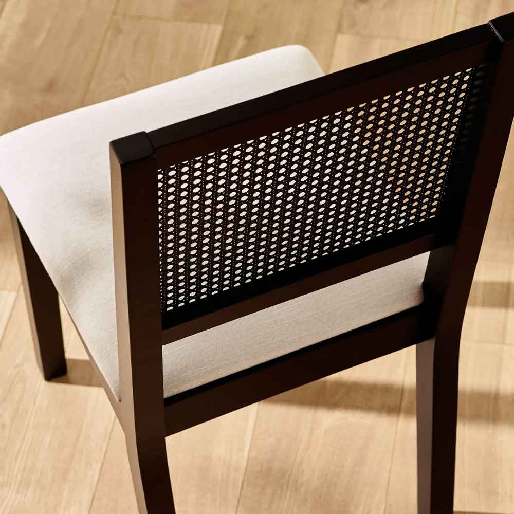 Kavioxa Black Oak Wooden Dining Chair with Fabric Seat in Pair