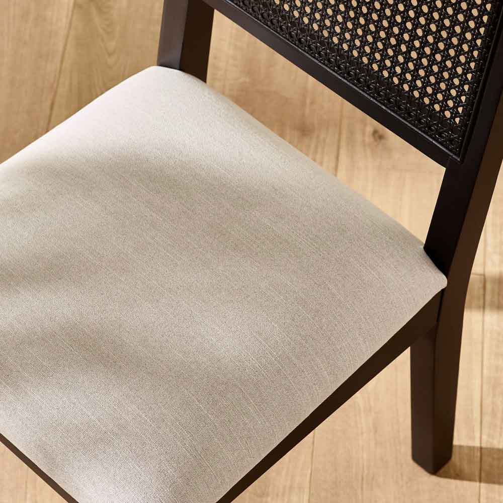 Kavioxa Black Oak Wooden Dining Chair with Fabric Seat in Pair