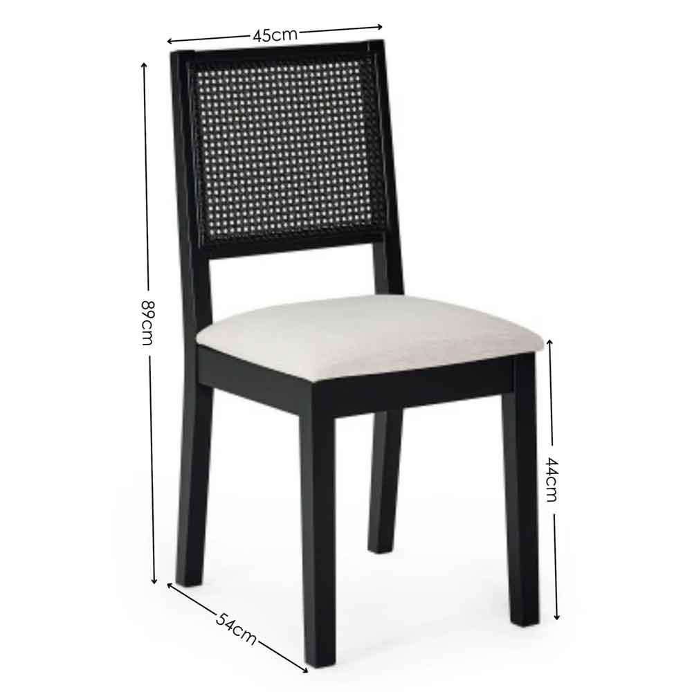 Kavioxa Black Oak Wooden Dining Chair with Fabric Seat in Pair