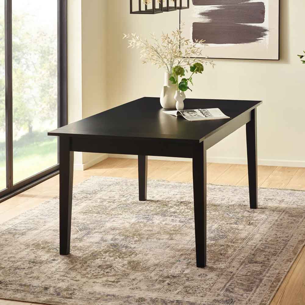 Kavioxa Wooden Extending Dining Table in Satin Black