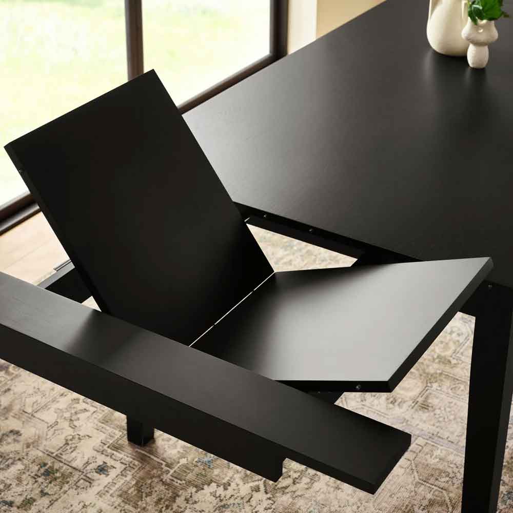 Kavioxa Wooden Extending Dining Table in Satin Black