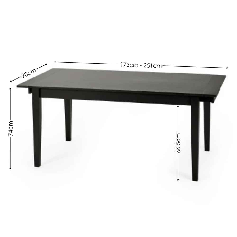 Kavioxa Wooden Extending Dining Table in Satin Black