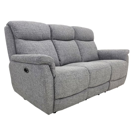 Product photograph of Kavon Fabric Electric Power Recliner 3 Seater Sofa In Grey from Furniture in Fashion